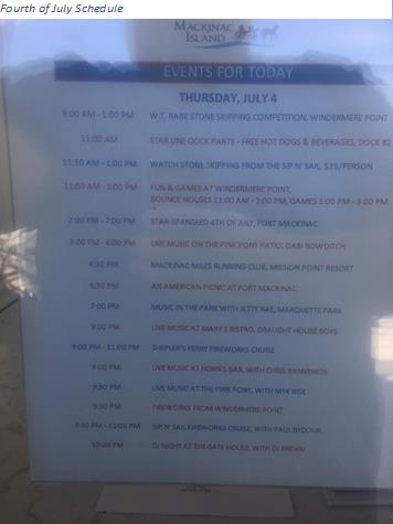 Fourth of July Schedule